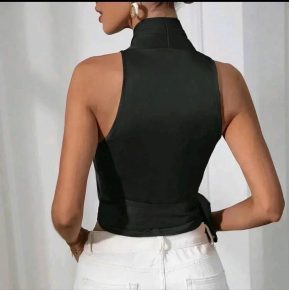 Solid Knot Side Wrap Blouse - Picture 3 of 6